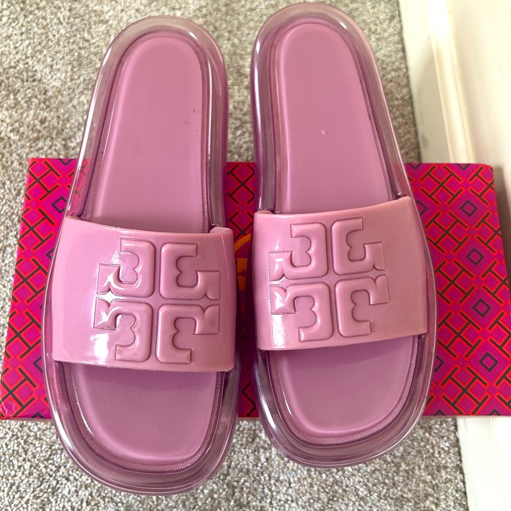 Pink Logo-Embossed Slide Sandals - Women